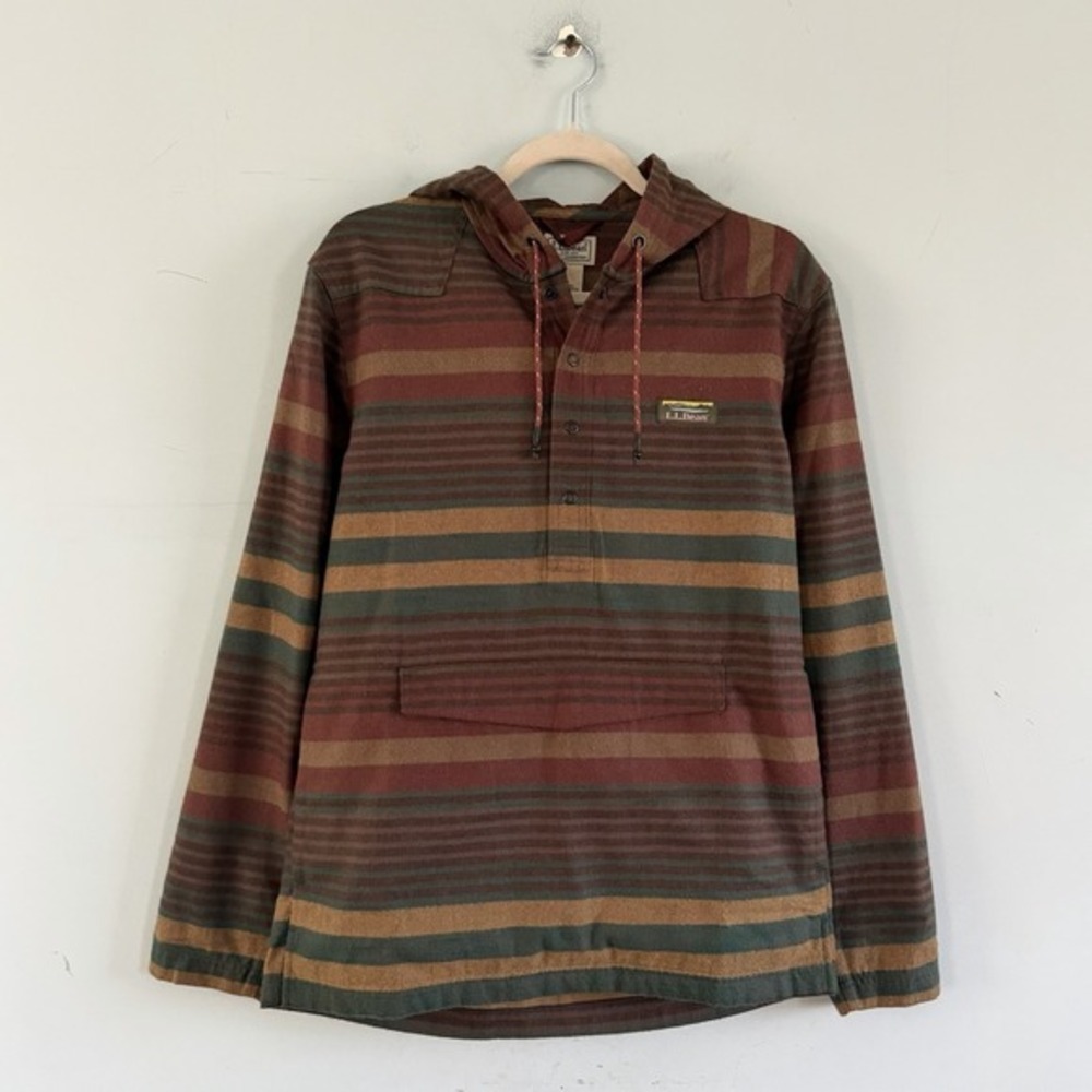 NWT L.L. Bean Katahdin Overland Anorak Stripe Performance Flannel Pullover‎